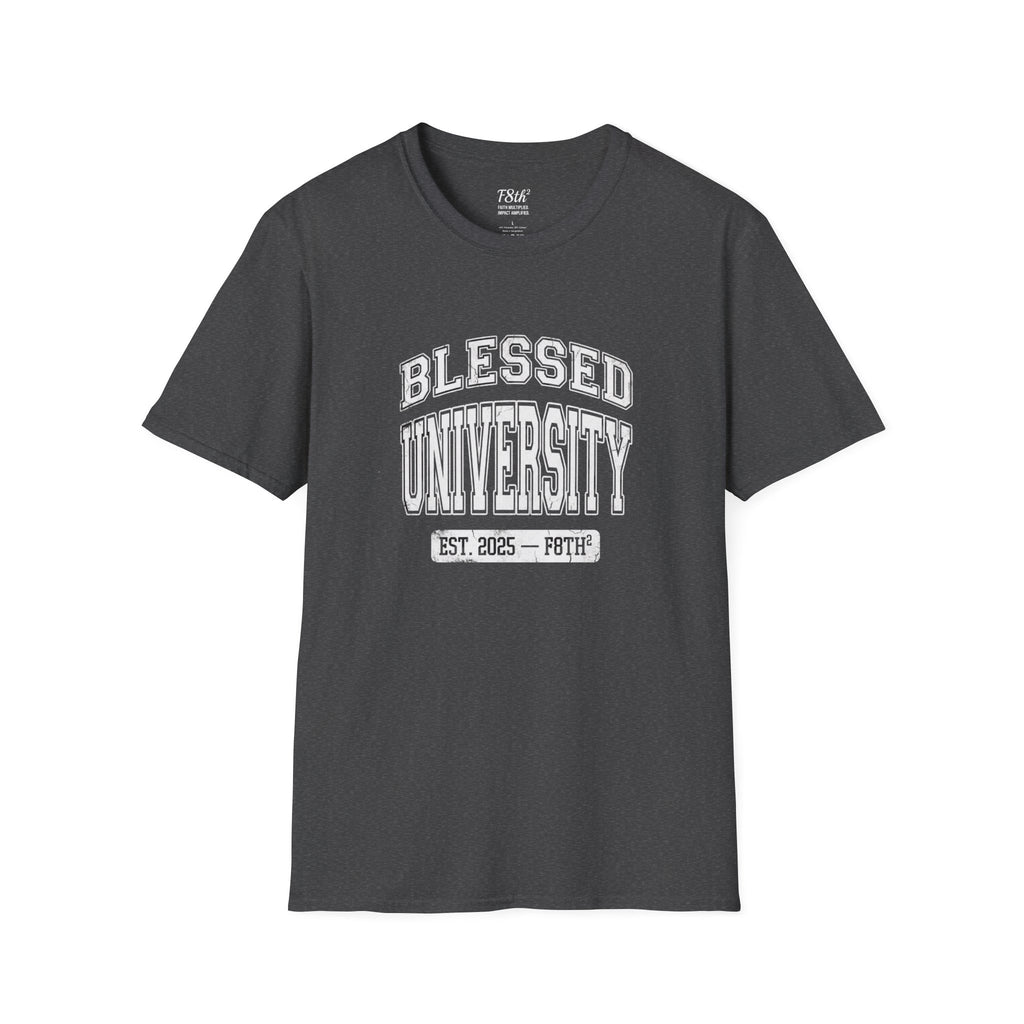 Blessed University T-Shirt — Vintage Collegiate Faith Tee (Est. 2025)