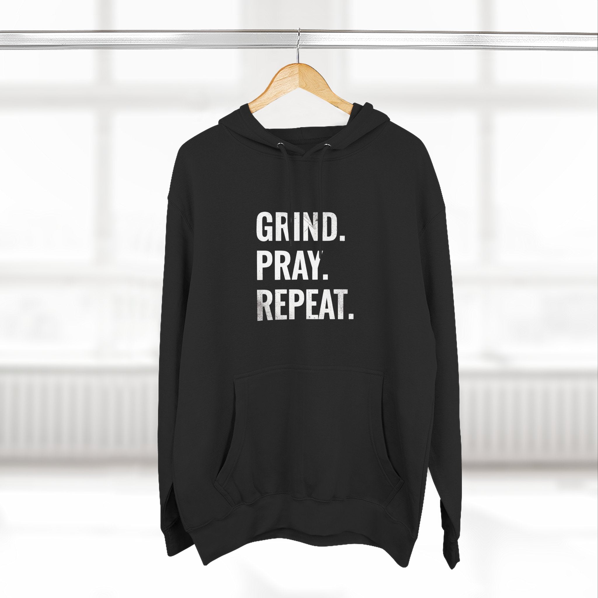Grind. Pray. Repeat. Hoodie — Motivational Christian Fleece Pullover